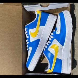 Nike Air Force 1s customs Blue and Yellow